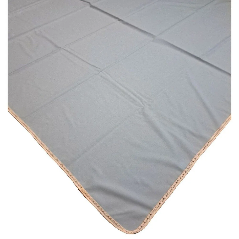 Vintage Blue Tablecloth & 8 Napkins Set 60x80 White Lace Trim Cottage Country